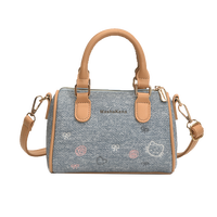 Nouvel Arrivage Sac à Main Bandoulière de Luxe Structuré pour Femme, Tendance, avec Broderie Kawaii, Texture Denim, Breloque Ours et Finition Rose