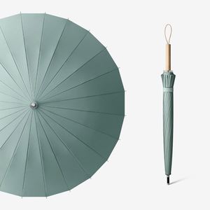 Parapluie pliant automatique classique à manche droit 24 baleines pour hommes, grande taille, coupe-vent, en soie, personnalisable, cadeau d'affaires, vente en gros - Product Image 1