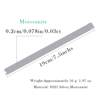 Moissanit Tennis-Armband Breit Mehrreihig S925 Sterling Silber 19cm 7,5 Zoll Damenschmuck