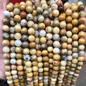 Factory Produce Natural Crazy Agate Healing Crystal Round Stone Beads