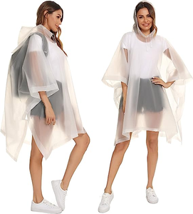 Poncho <span class=keywords><strong>de</strong></span> <span class=keywords><strong>pluie</strong></span> portable rectangulaire en plastique EVA/PEVA pour adulte, unisexe, avec logo personnalisé, boutons et cordon <span class=keywords><strong>de</strong></span> serrage - Product Image 6