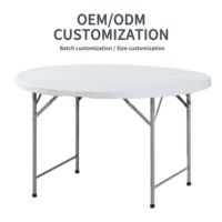 Table à manger ronde en plastique blanc de 6 pieds en gros portable 180cm événement fête mariage Banquet restauration