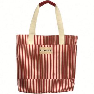 Striped <b>Large</b> Capacity Women Custom Shoulder Customized Logo Cotton Vintage Canvas Stripe Tote Bag - Product Image 1