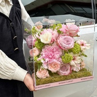 Boîte à fleurs carrée transparente en acrylique pour tulipes, emballage cadeau pour la Saint-Valentin, boîte cadeau pour bouquet