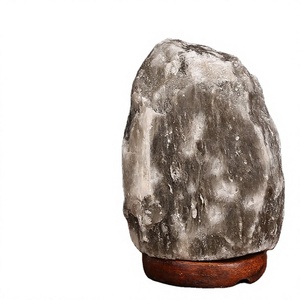 High quality Natural Himalayan Gray Salt Lamp with Carved Wooden Base and <b>Dimmer</b> Switch Eco-Friendly Decoration & Gift - Product Image 1