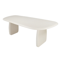 Table à manger ovale moderne en béton avec plateau en ciment blanc, style design simple et contemporain, pour restaurants et salles à manger