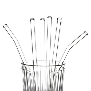 Glass <strong>Straw</strong> 20cm <strong>Reusable</strong> &amp; Eco-Friendly High Borosilicate Clear Straight Bent Glass <strong>Straw</strong> Hot &amp; Cold Drinking <strong>Straws</strong> - Product Image 2