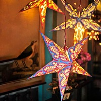 Lanterne en papier à cinq branches écologique et lumineuse, lanterne en papier 3D en forme d'étoile, décorations murales intérieures pour fête de Noël