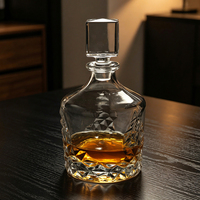 Carafe à whisky en verre de luxe personnalisée, coupe diamant carrée, 1050 ml, grande capacité, avec bouchon en verre, pour bourbon