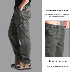 <span class=keywords><strong>Pantalon</strong></span> de travail décontracté pour homme, grande taille, coton, taille élastique, multi-poches, coupe droite, ample, <span class=keywords><strong>pantalon</strong></span> cargo pour l'hiver - Product Image 5
