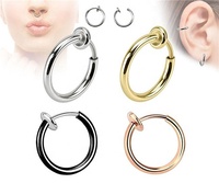 Ensemble de boucles d'oreilles et anneaux de nez 13mm, anneaux de nez, Clip sur le Septum, bijoux de corps des boucles d'oreilles unisexes de couleur mixte