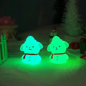 Boneka anjing kepala manusia salju, ornamen lanskap mikro Resin bercahaya kartun ramah lingkungan baru Natal - Product Image 5