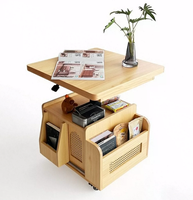 Table d'appoint en bois pliable et réglable de style ancien, armoire d'angle mobile