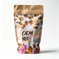 Sacs en papier kraft imprimés sur mesure avec fermeture éclair PE, sacs en mylar à fond plat, sachets à soufflet, emballages alimentaires pour fruits secs, sacs en plastique de qualité alimentaire