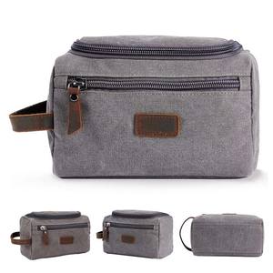 Trousse de toilette en toile pour <span class=keywords><strong>homme</strong></span>, grande capacité, trousse de toilette portable pour <span class=keywords><strong>homme</strong></span>, organiseur de voyage, accessoire en <span class=keywords><strong>cuir</strong></span> - Product Image 2