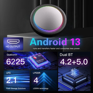 ポータブル Carplay AI <span class=keywords><strong>Box</strong></span> <span class=keywords><strong>Android</strong></span> 13 システム搭載 ワイヤレス スマートメディア 自動車用 128GB ROM 8GB RAM - Product Image 3