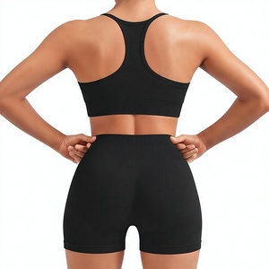 Conjunto de Yoga Personalizado para Mujer, Transpirable, de Secado Rápido, para Gimnasio, Top sin Mangas, Pantalones Cortos de Cintura Media, Conjunto Deportivo - Product Image 5