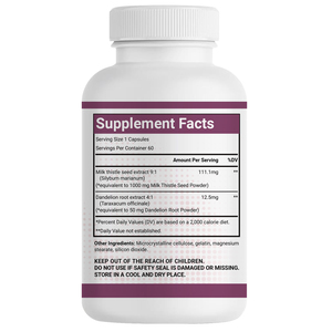 Capsules de Chardon-Marie avec Extrait de Racine de Pissenlit, Complément Équivalent pour le Soutien et la Détoxification du Foie, Sans Gluten - Product Image 5
