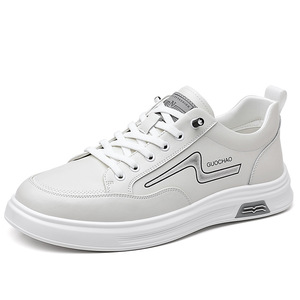 Zapatillas Casuales Blancas para Hombre, Punta Redonda, con Cordones, Forro de Malla Transpirable, Suela de Goma, Zapatos Modernos de Primavera - Product Image 4