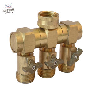 صمام حديقة نحاسي ثلاثي الاتجاهات للإغلاق من Yod، خدمة تصنيع دقيقة بالتحكم الرقمي بالحاسوب، موصل 3/4 بوصة GHT معتمد من NSF ANSI 61 UL - Product Image 1