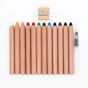 Boîte en papier d'artisanat emballée de <span class=keywords><strong>crayons</strong></span> de couleur boisés naturels 3 en 1 ensemble de <span class=keywords><strong>crayons</strong></span> aquarelle jumbo personnalisés avec taille-crayon et pinceau gratuits pour enfant - Product Image 5