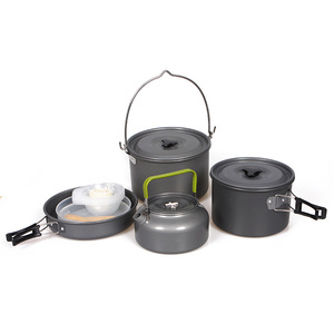 Ensemble de cuisine d'extérieur 4-5L antiadhésif portable avec casseroles, poêles et ustensiles pour la randonnée et les voyages - Product Image 4
