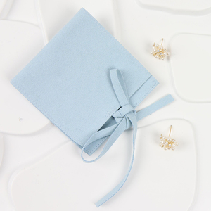 MOJIU Custom Hot Stamped Suede Envelope <b>Light</b> Blue 8*8cm Microfiber Fashionable Multi-color Jewelry Pouch for Display & Storage - Product Image 1