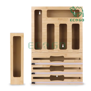 Dispensador de papel de bambú y plástico 9 en 1, bolsa Ziplock, organizador de almacenamiento, organizador de bolsas de cocina - Product Image 1