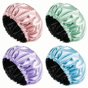 Bonnet de bain réglable en satin double couche pour femme, nouvelle couleur unie, imperméable, pour cuisine, salle de bain, usage quotidien et sommeil - Product Image 6