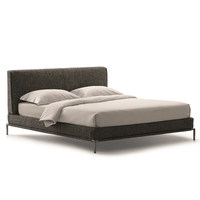 Lit king size minimaliste rembourré en tissu, cadre de lit double avec pieds en métal pour chambre à coucher, mobilier d'hôtel