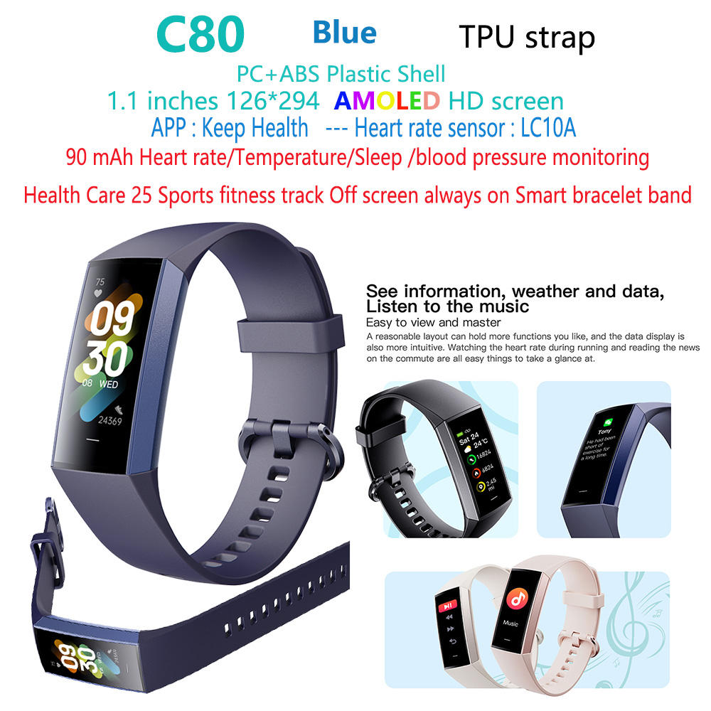 Azul C80 Sport fitness Tracker pulsera inteligente banda de reloj
