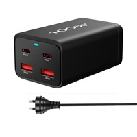 Pengisi Daya Desktop USB C 100W 4-Port PD 3.0 65W GaN Stasiun Pengisian Cepat untuk Ponsel/Tablet/Laptop dengan Desain Lipat