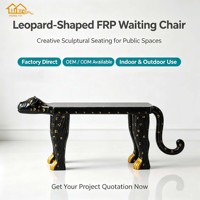 Banc Art Jaguar Noir et Or en Forme de Léopard en FRP, Sièges Décoratifs pour Hôtels, Villas, Salons, Espaces Commerciaux, OEM ODM