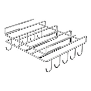 Kitchen Under Cabinet Storage <b>Rack</b> With Hooks And <b>Shelf</b> Multi Functional Hanging Organizer For Cutlery And Utensils - Product Image 5