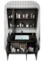 Vente Directe Fabricant Moderne Style Flottant Vasque Meuble de Salle de Bain en PVC Gris Étanche Miroir LED Hôtels