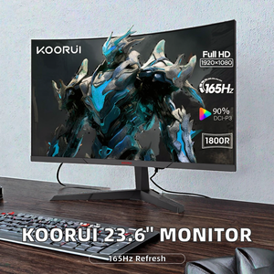 Moniteur de jeu <span class=keywords><strong>KOORUI</strong></span>, nouveau, 23,6 pouces, incurvé, FHD 1080p, 165 Hz, VA, 1 ms, LCD, avec anti-lumière bleue, 99 % sRGB, utilisation professionnelle, bureau - Product Image 2