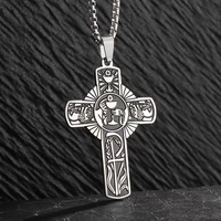 Collier chrétien en acier inoxydable avec chaîne, croix et halo de communion catholique européenne et américaine, jus de raisin