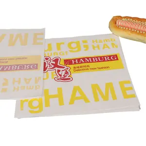 कस्टम गर्म कुत्तों greaseproof खाद्य ग्रेड रैपिंग पेपर सैंडविच हैमबर्गर डेली मोम लेपित पेपर शीट निर्माताओं