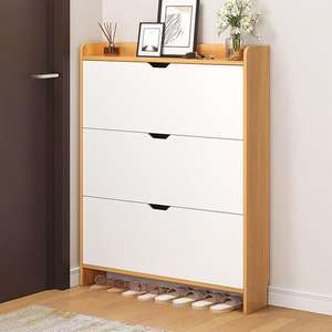 מודרני מסתובב עץ חום מסתובב נעל אחסון ארון מחיר מפעל ארון מדף נעליים עם מגירות - Product Image 3