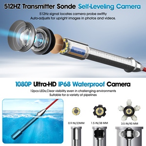 512HZ 1080P Endoscopio Autonivelante Industrial 23MM Cabezal de cámara Visión nocturna Inspección de alcantarillado Varilla de empuje Tubo de drenaje Caja de cámara - Product Image 4