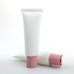 Emballage professionnel en tube blanc en plastique PE pour crème solaire cosmétique douce, crème BB pour les mains et le visage, avec bouchon à pompe. - Product Image 5