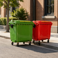Poubelle en plastique 660L pour extérieur, bac à roulettes en HDPE avec couvercle, quatre roues, logo personnalisé, poubelle mobile pour les déchets des zoos et des parcs