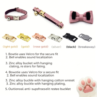 Collier pour chat en velours doux, réglable, avec boucle en alliage de zinc durable, décoration nœud mignon, personnalisable OEM ODM