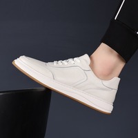 Herren Atmungsaktive Echtleder Rindsleder Freizeitschuhe Modische Britische Weiße Lederschuhe Trendige Laufschuhe
