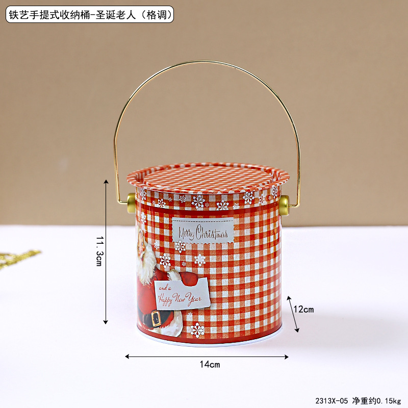 Seau portatif de stockage d'art du fer 2313x-05 -- père noël (style)
