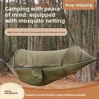 Hamac moustiquaire à ouverture rapide en nylon taffetas, balançoire suspendue pour le camping en plein air et les loisirs, 720g, 260x140cm, capacité 250kg