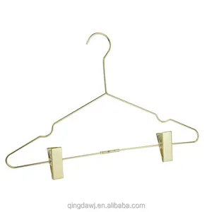 Popular Wholesale Hotel Non Slip Wire Metal Wire Gold Iron Custom Laundry Clothes Dress Shirt Coat Hangers Clip Manufacturer