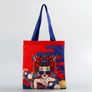 Sacs de plage surdimensionnés en toile de coton, sacs artistiques tendance, faits main, avec logo personnalisé imprimé, poche, fermeture éclair, poignée non tissée, soie - Product Image 3