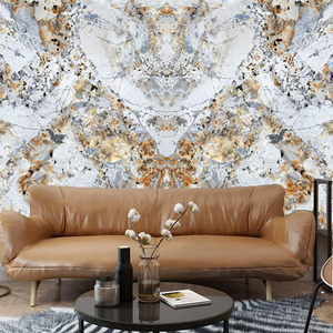 Modello simmetrico di marmo carta da parati di grandi <span class=keywords><strong>dimensioni</strong></span> divano TV decorazione da parete in marmo murale - Product Image 3