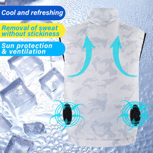سترة صيفية بدون أكمام مروحة تبريد بوليستر مموهة للصيد ملابس مكيفة الهواء مع ديكور جيب للاستخدام الخارجي - Product Image 4